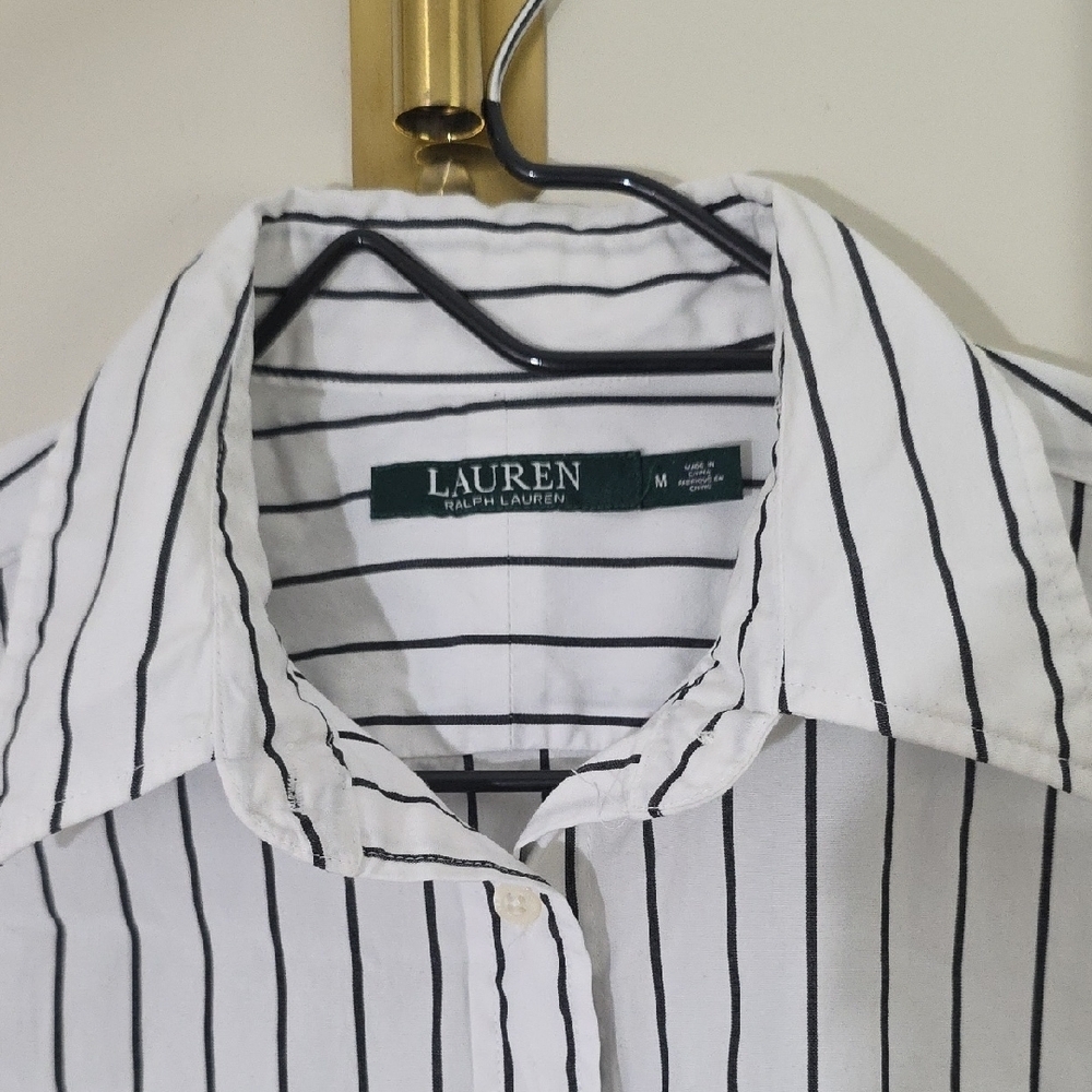 Lauren Ralph Lauren White and Black Button Down Shirt - Picture 2 of 5